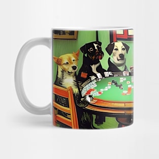 Four Dogs Playing Poker In Mug